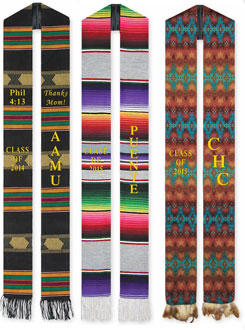set of 3 ethnic sashes: kente, mexican and native