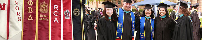 students wearing graduation sashes