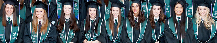 students wearing graduation sashes