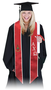 Student wearing greek stole