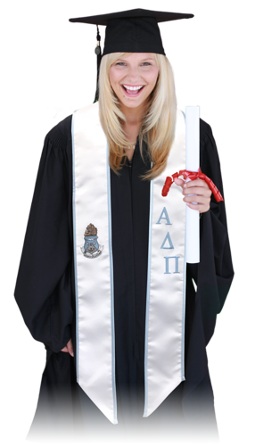 Alpha Delta Pi Graduation Stole with Lion and Graduating Year